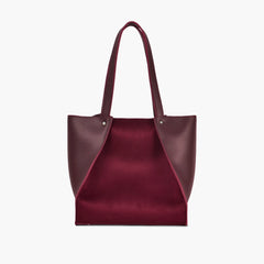 Burgundy suede shopping tote bag