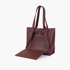 Burgundy shopping tote bag