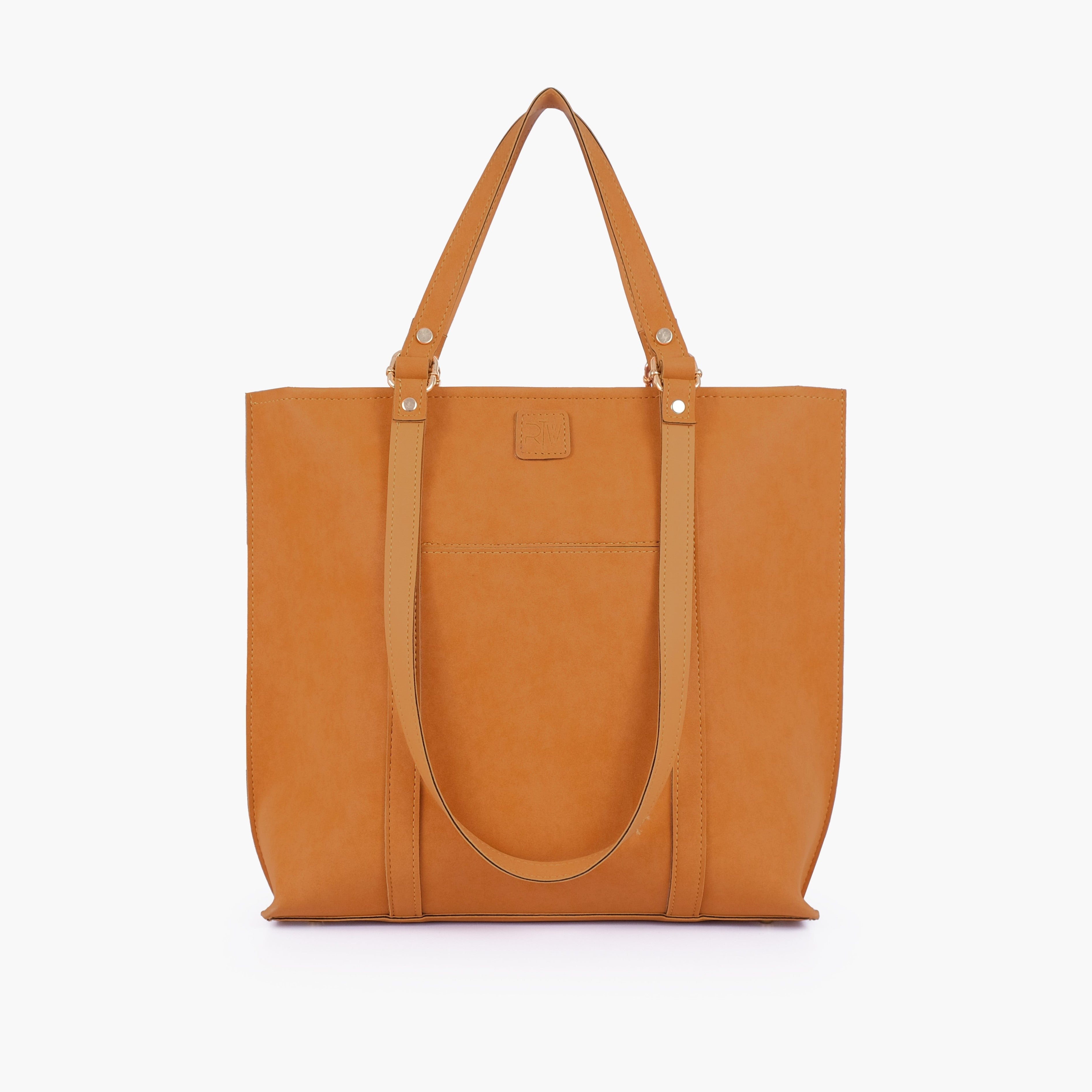 Mustard mocha suede double-handle tote