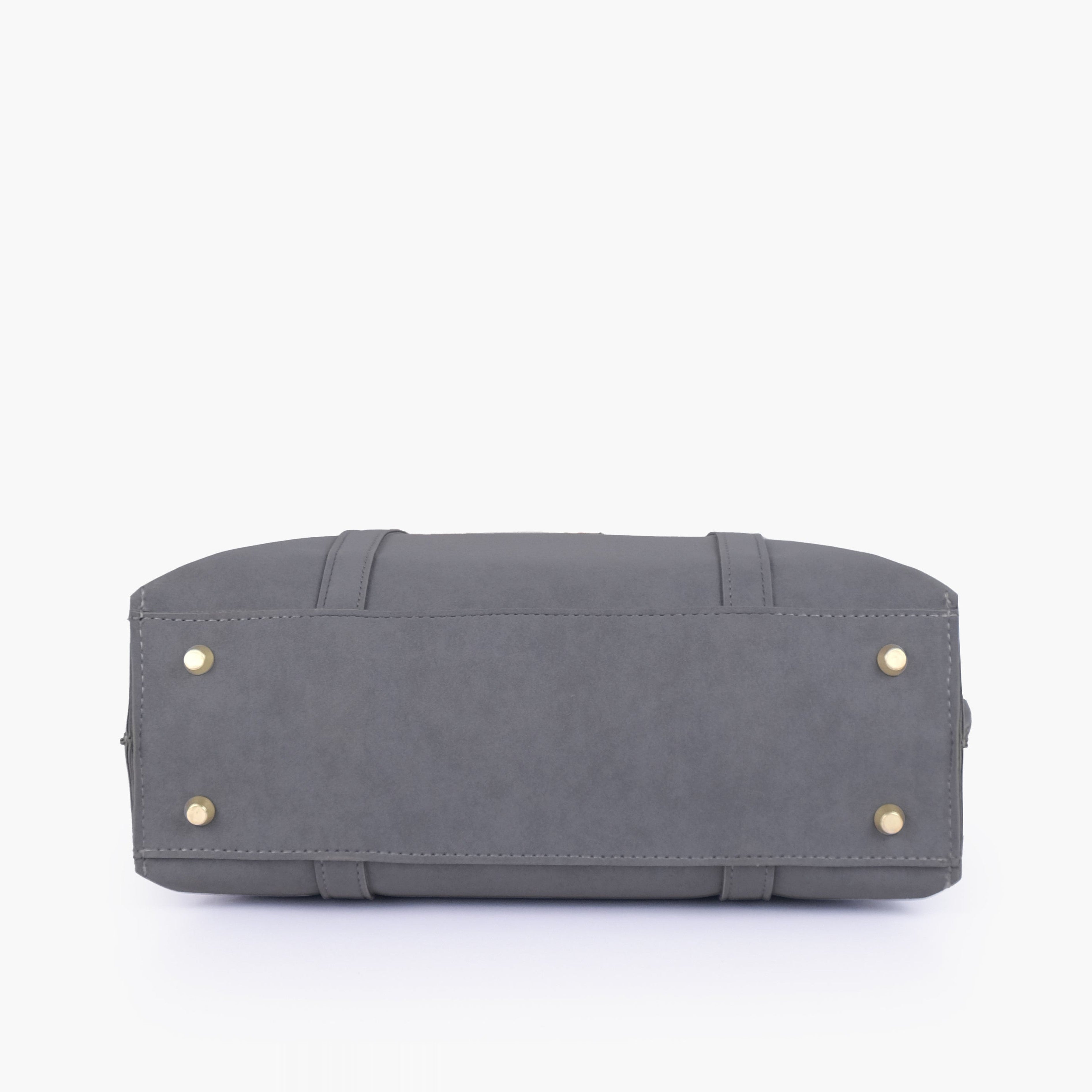 Grey mocha suede double-handle tote