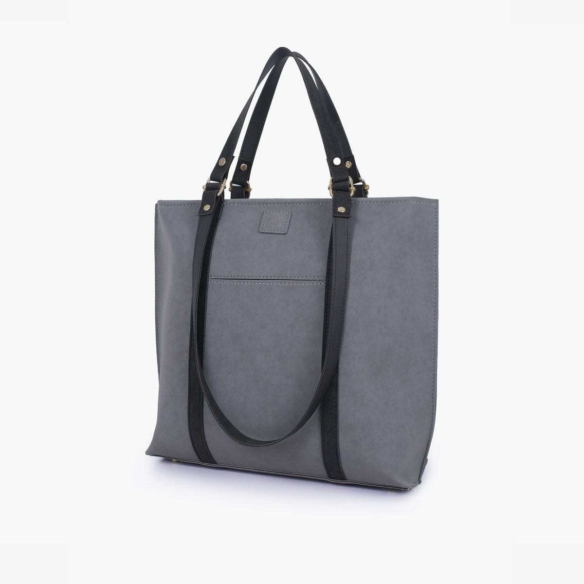 Grey and black mocha suede double-handle tote