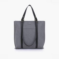 Grey and black mocha suede double-handle tote