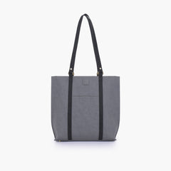 Grey and black mocha suede double-handle tote