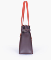 Dark brown satchel tote bag