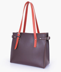 Dark brown satchel tote bag