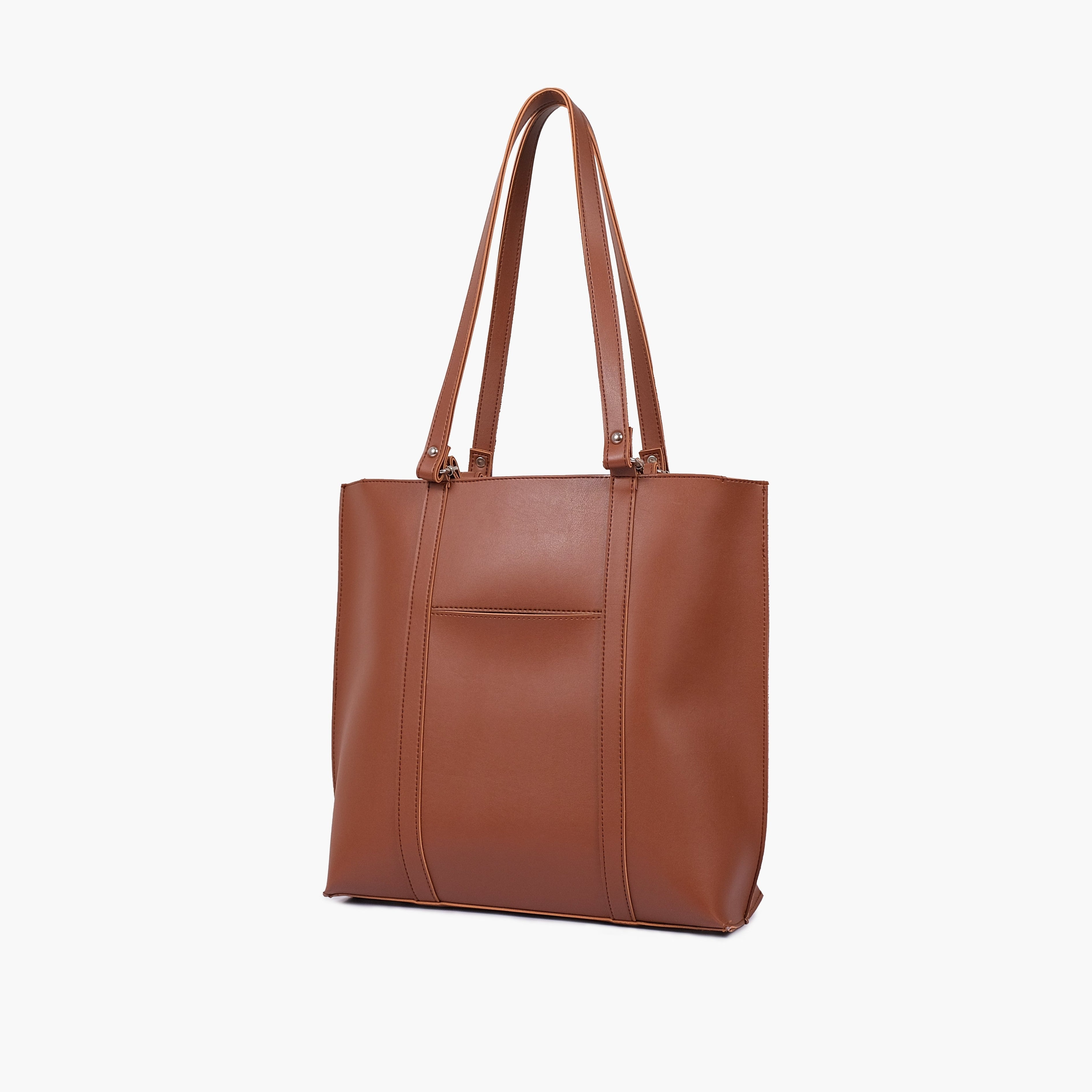 Brown double-handle tote bag