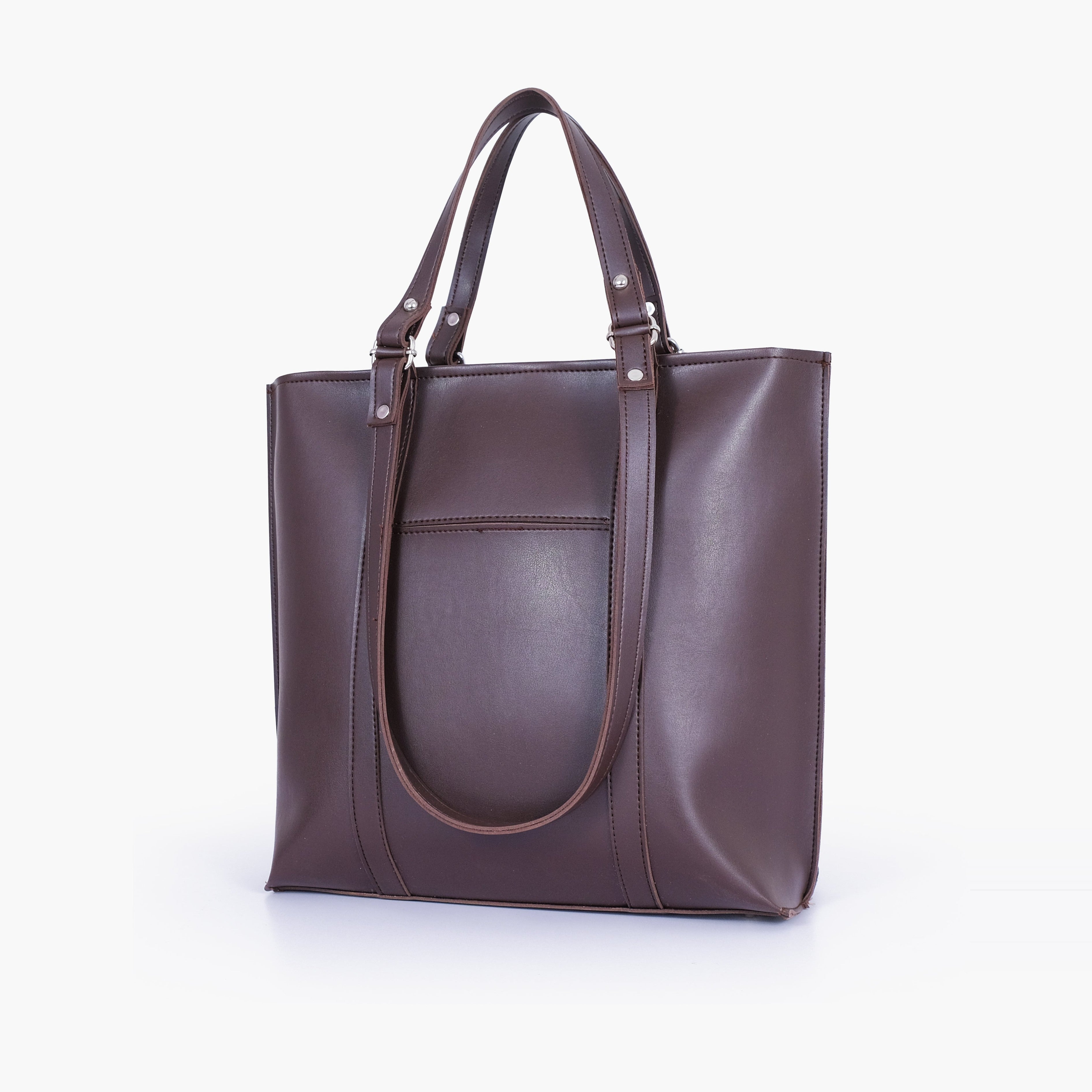 Dark brown double-handle tote bag