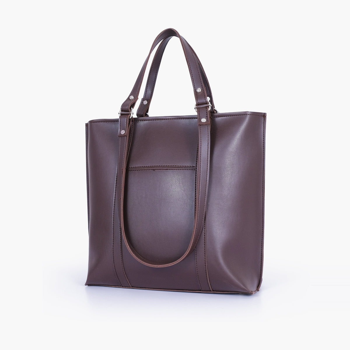Dark brown double-handle tote bag