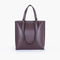 Dark brown double-handle tote bag