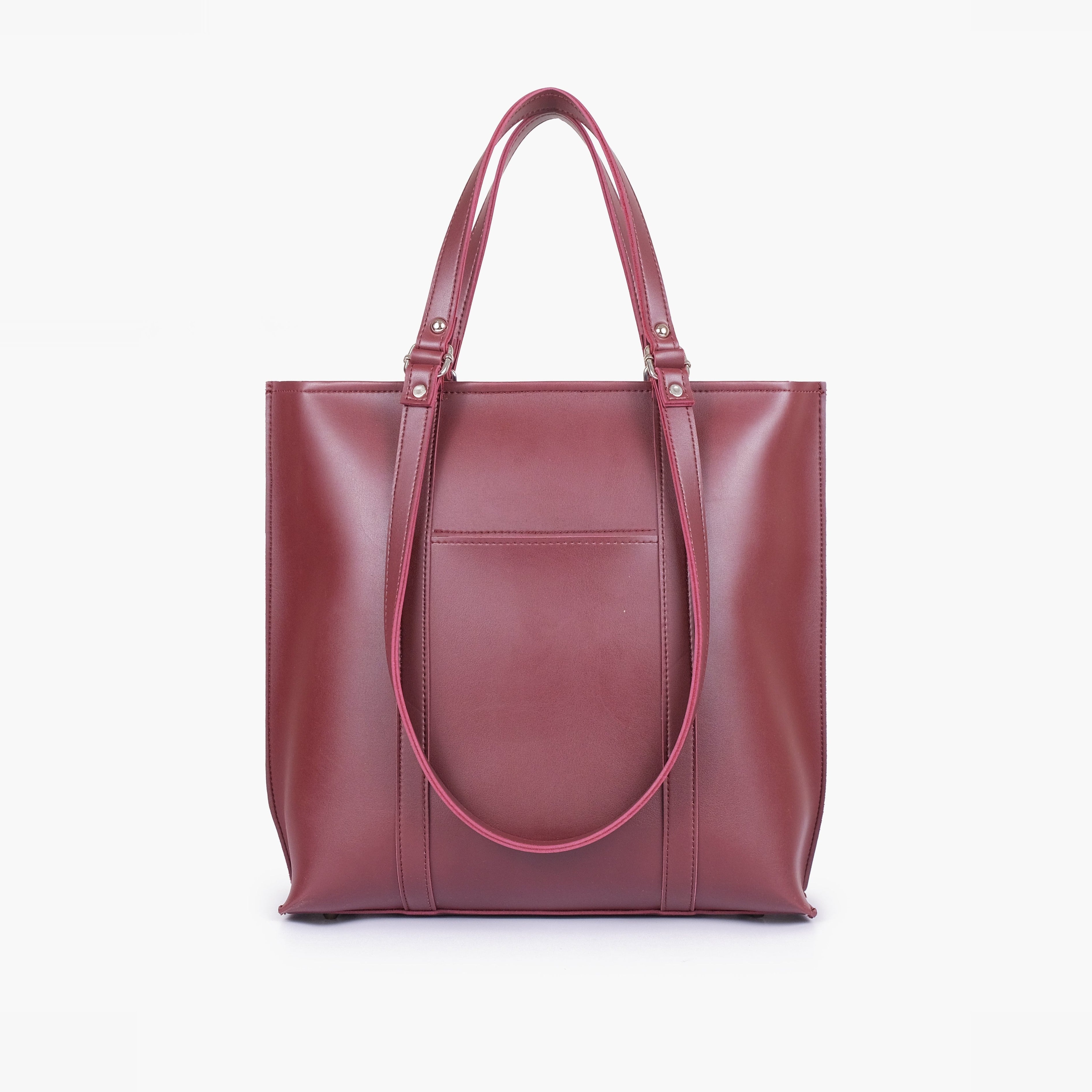 Burgundy double-handle tote bag