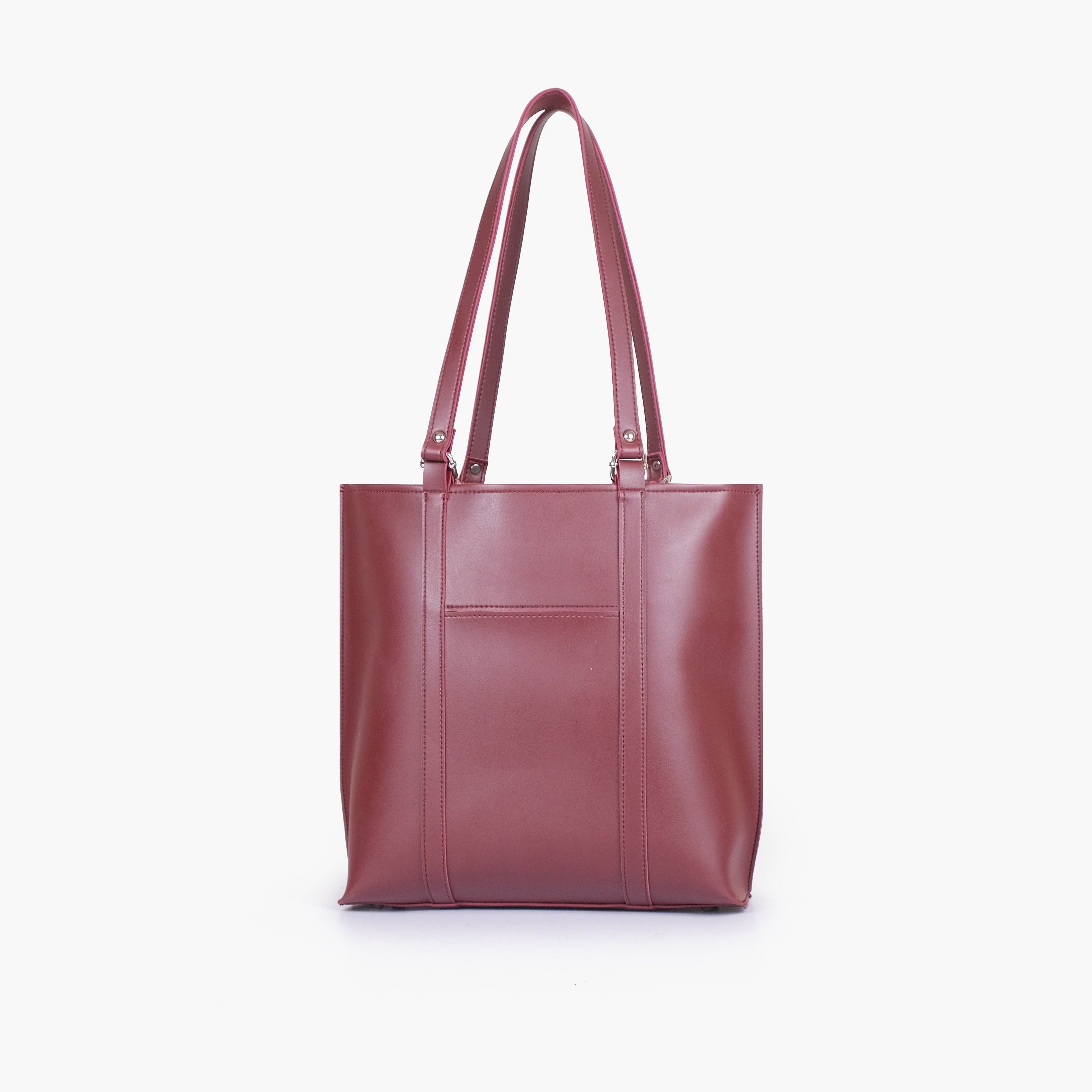 Burgundy double-handle tote bag