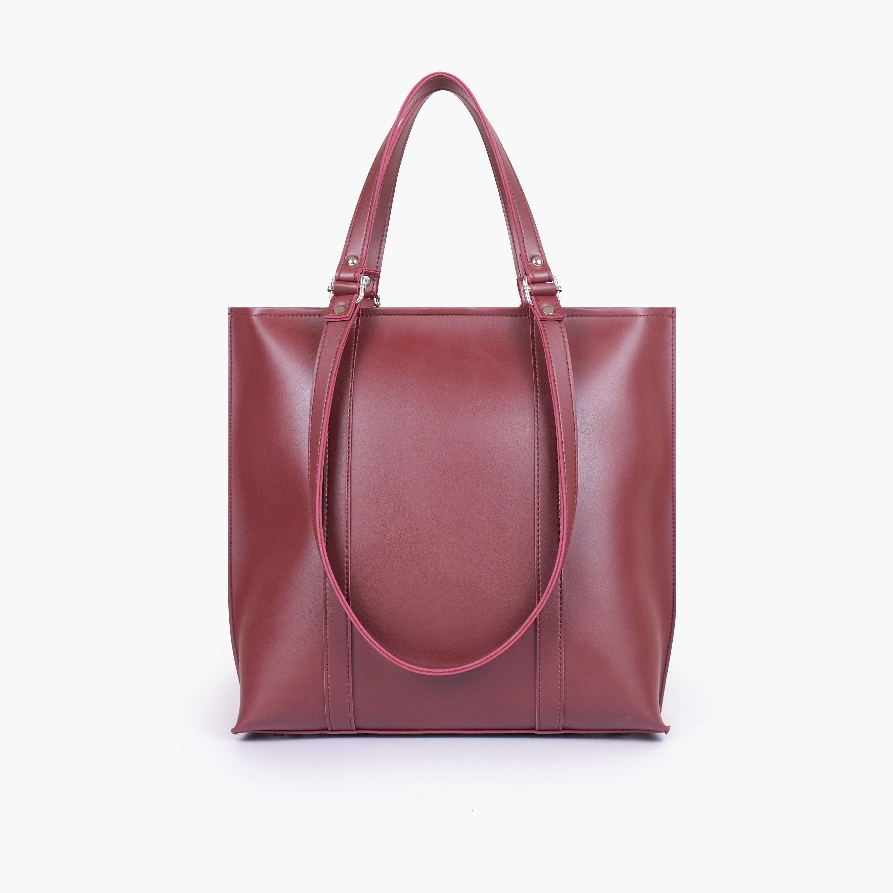 Burgundy double-handle tote bag