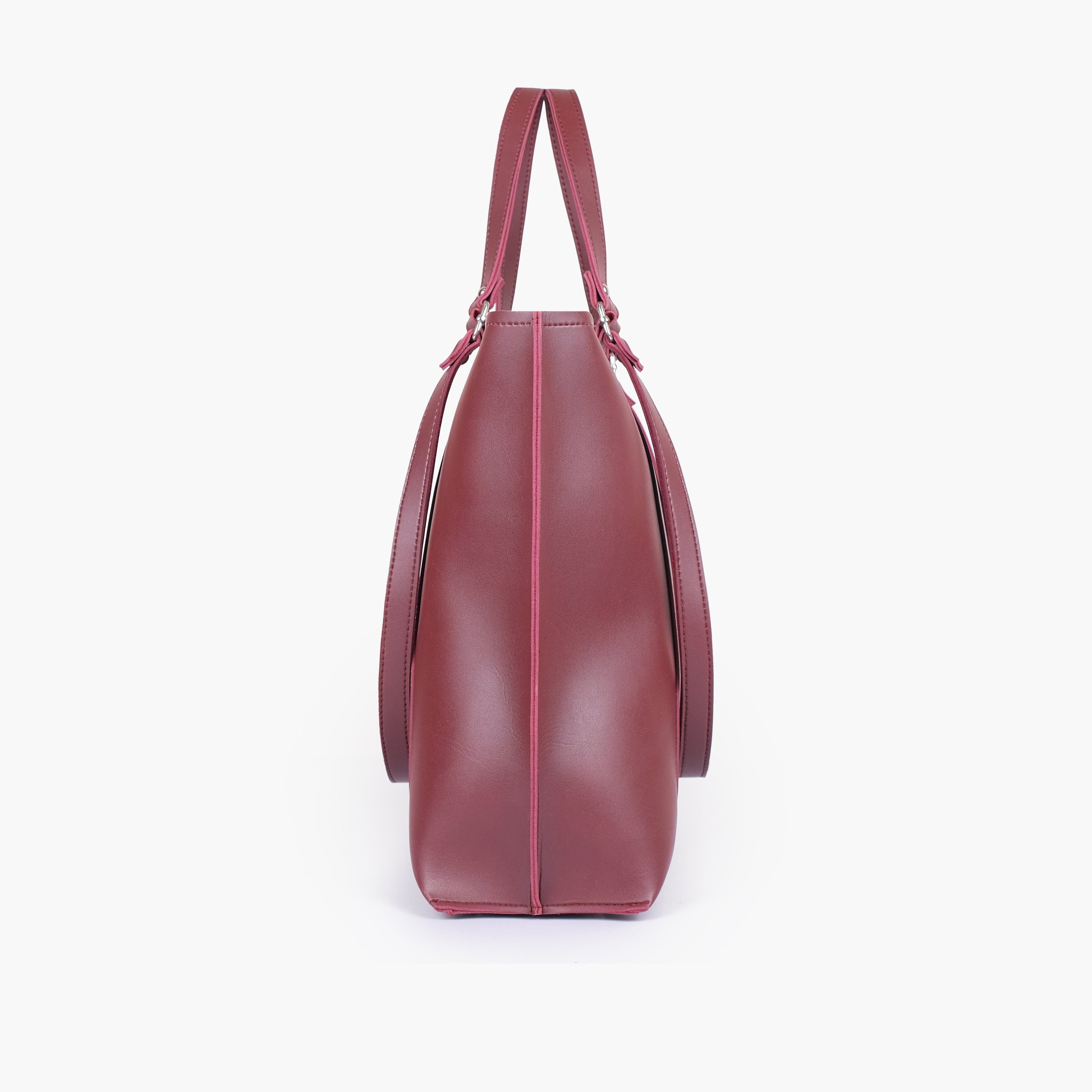 Burgundy double-handle tote bag