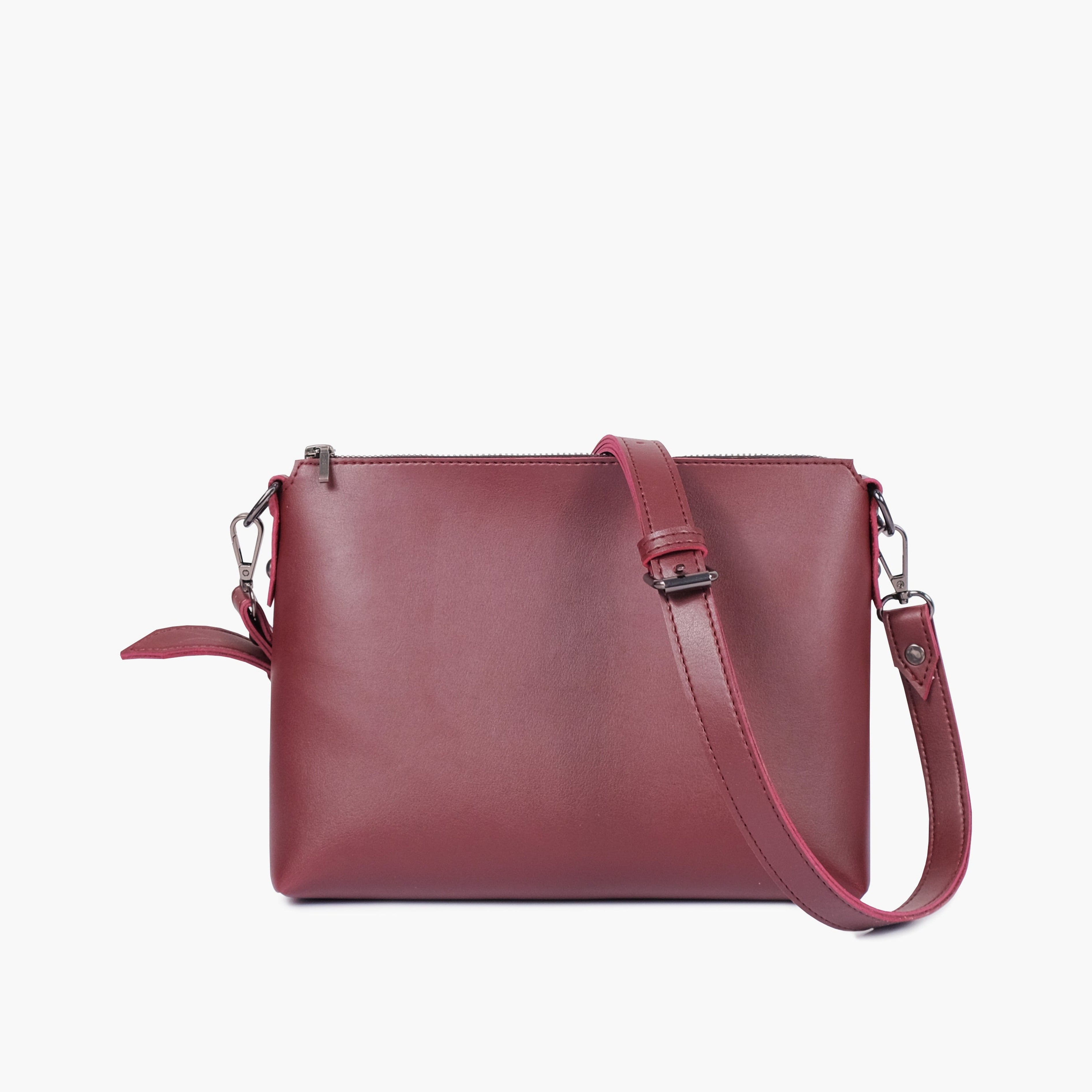 Burgundy two-piece floral tote