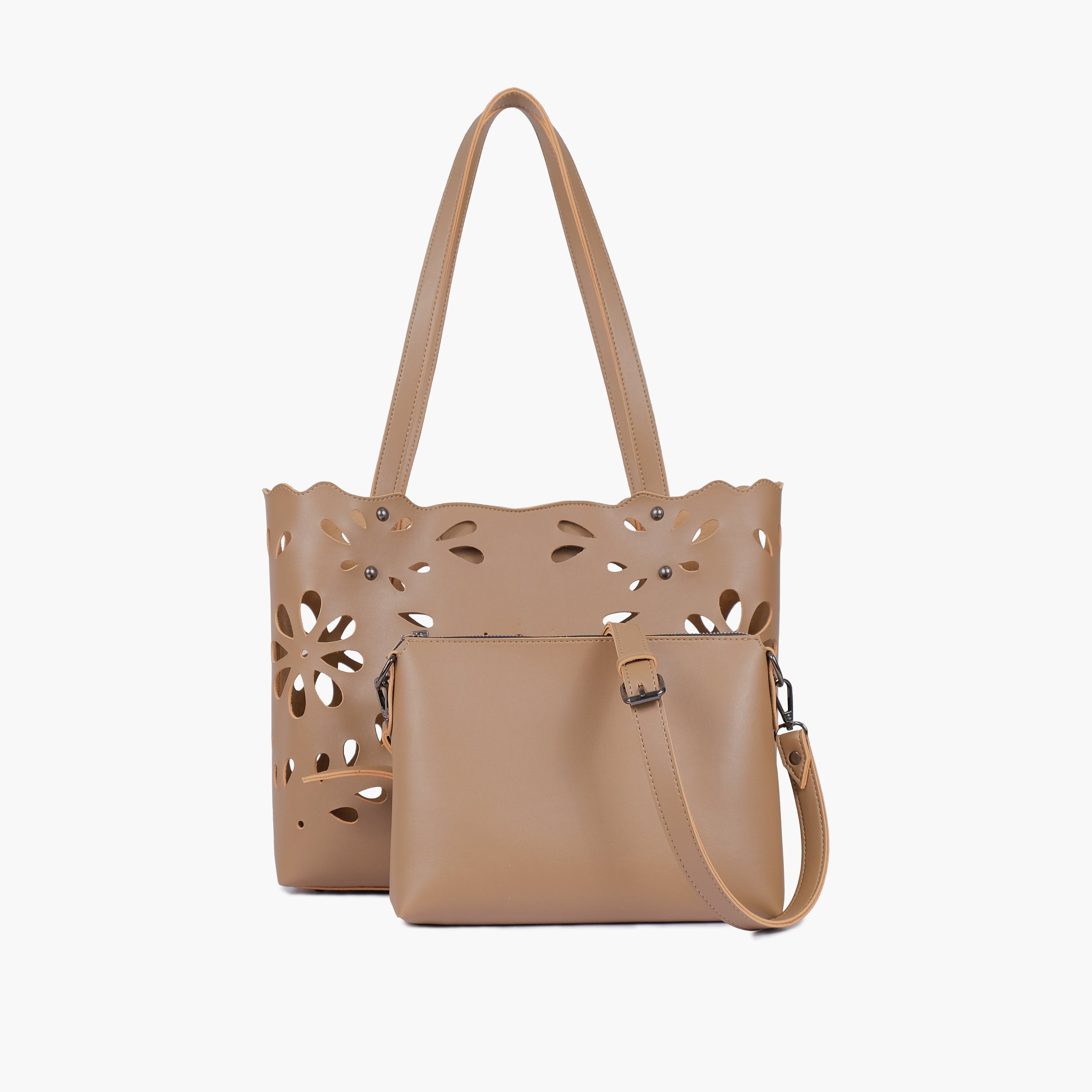 Coffee two-piece floral tote