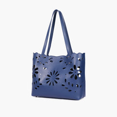 Blue two-piece floral tote