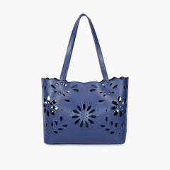 Blue two-piece floral tote