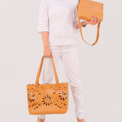 Mustard two-piece floral tote