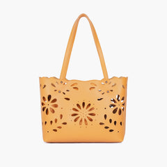 Mustard two-piece floral tote
