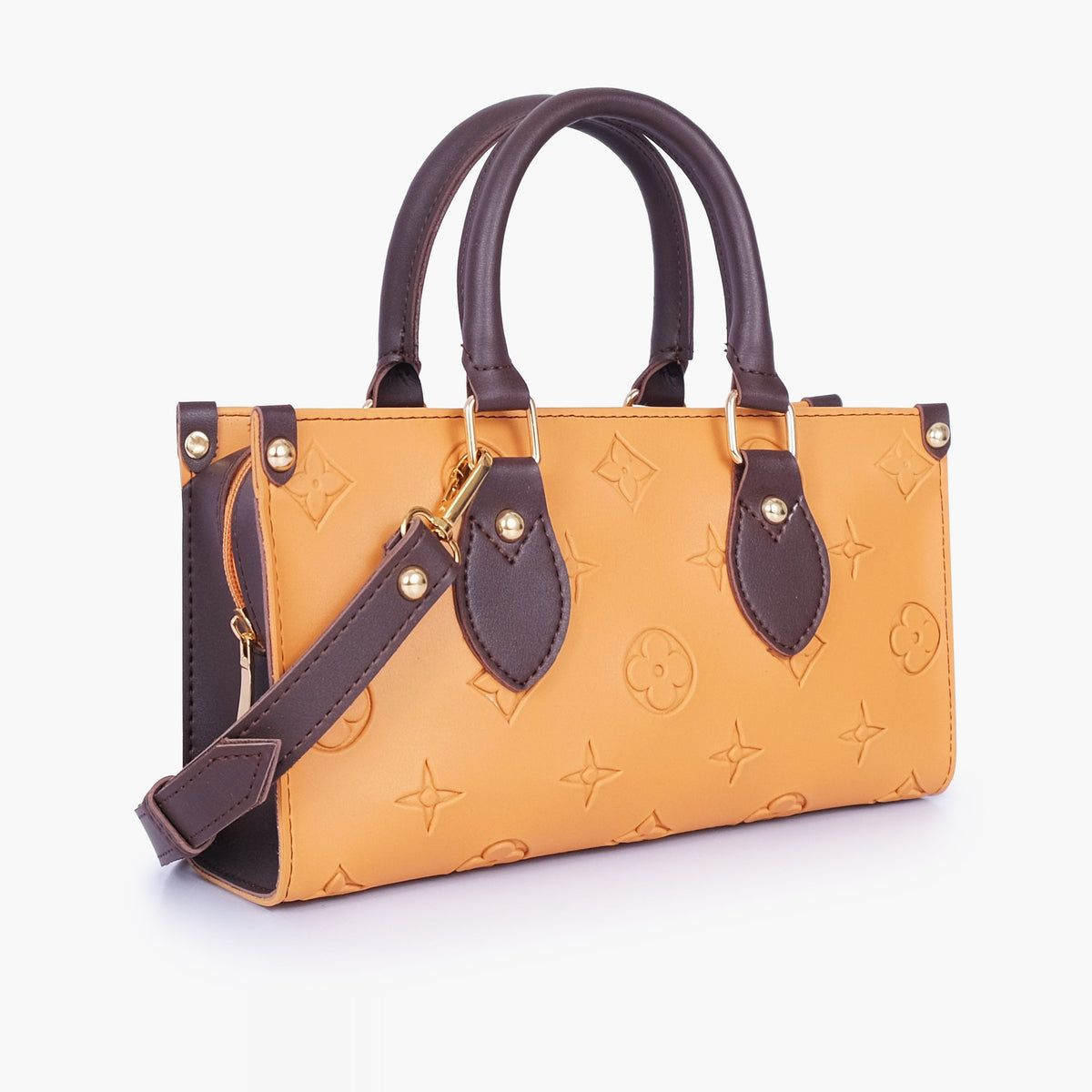 Mustard and dark brown on-the-go mini bag
