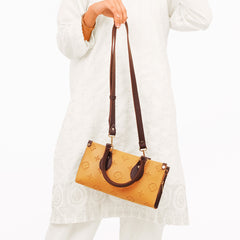 Mustard and dark brown on-the-go mini bag