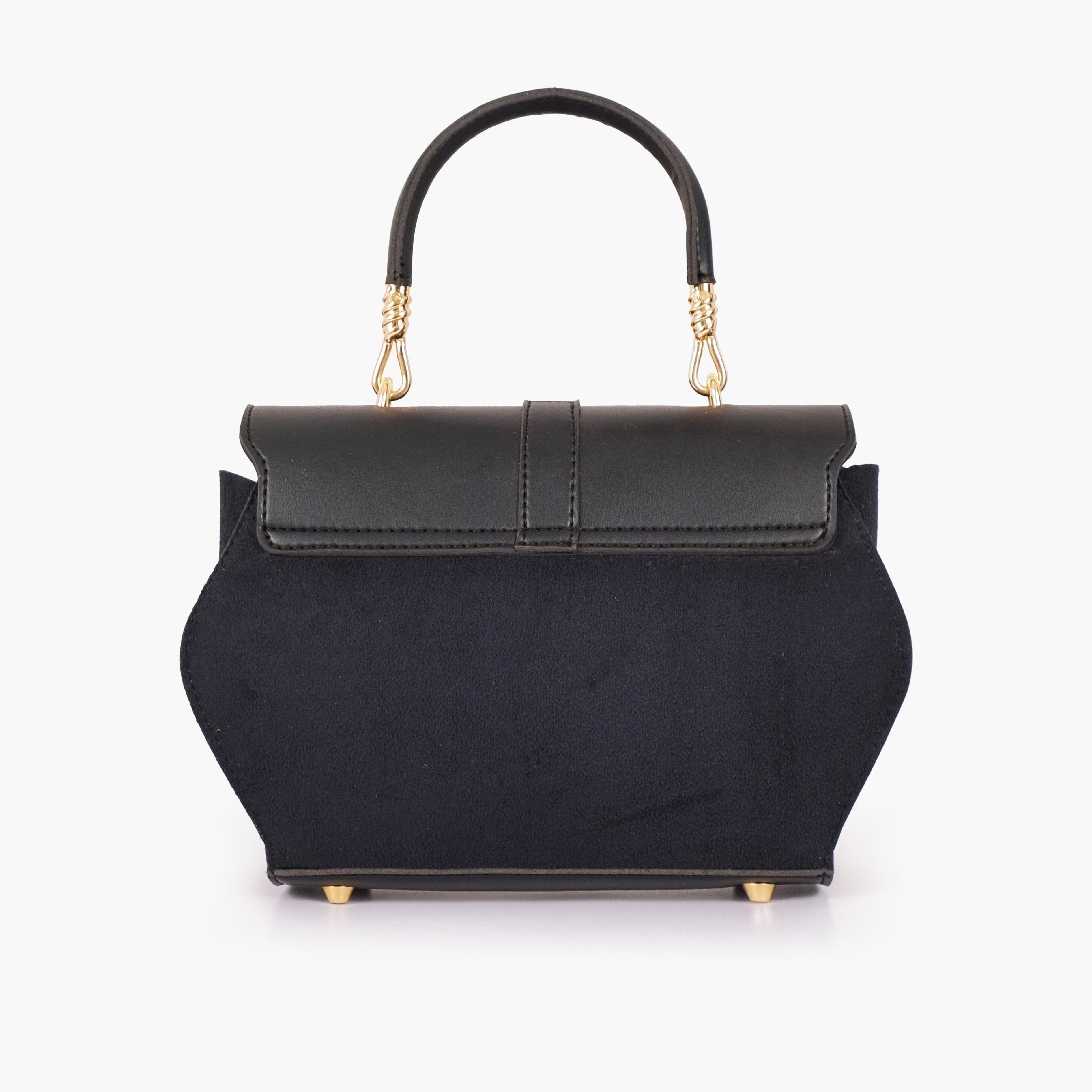 Black top-handle hexagon bag