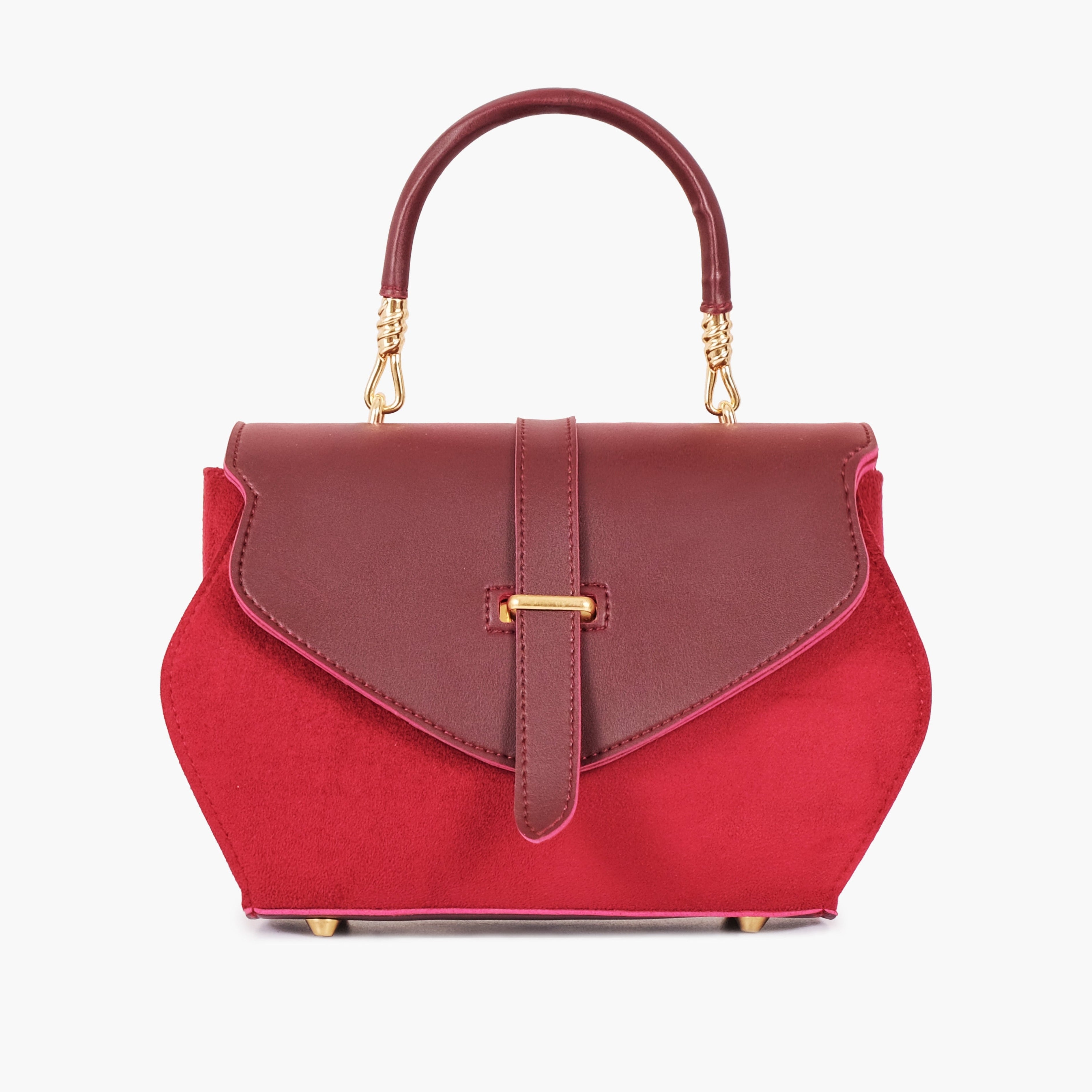 Burgundy top-handle hexagon bag
