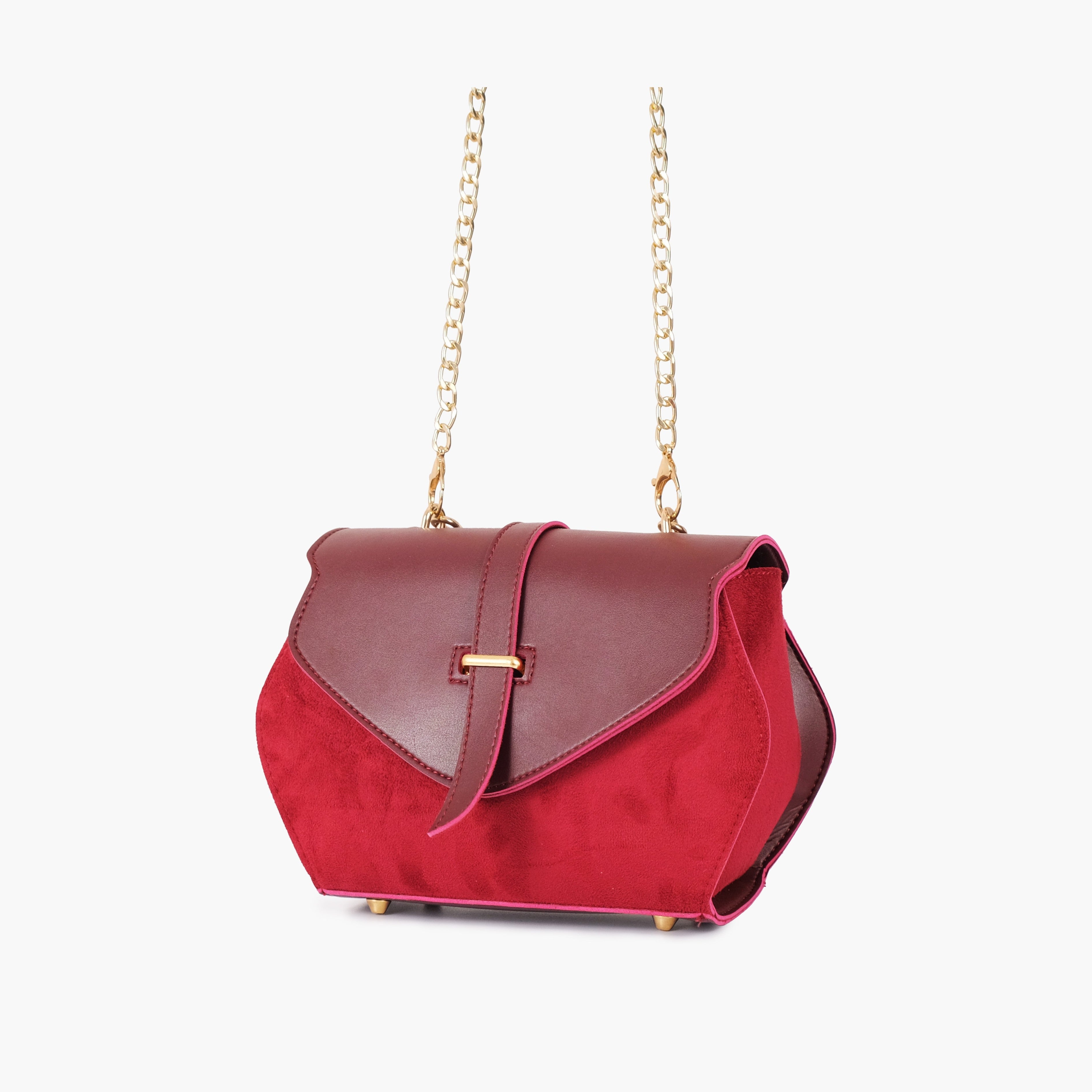 Burgundy top-handle hexagon bag