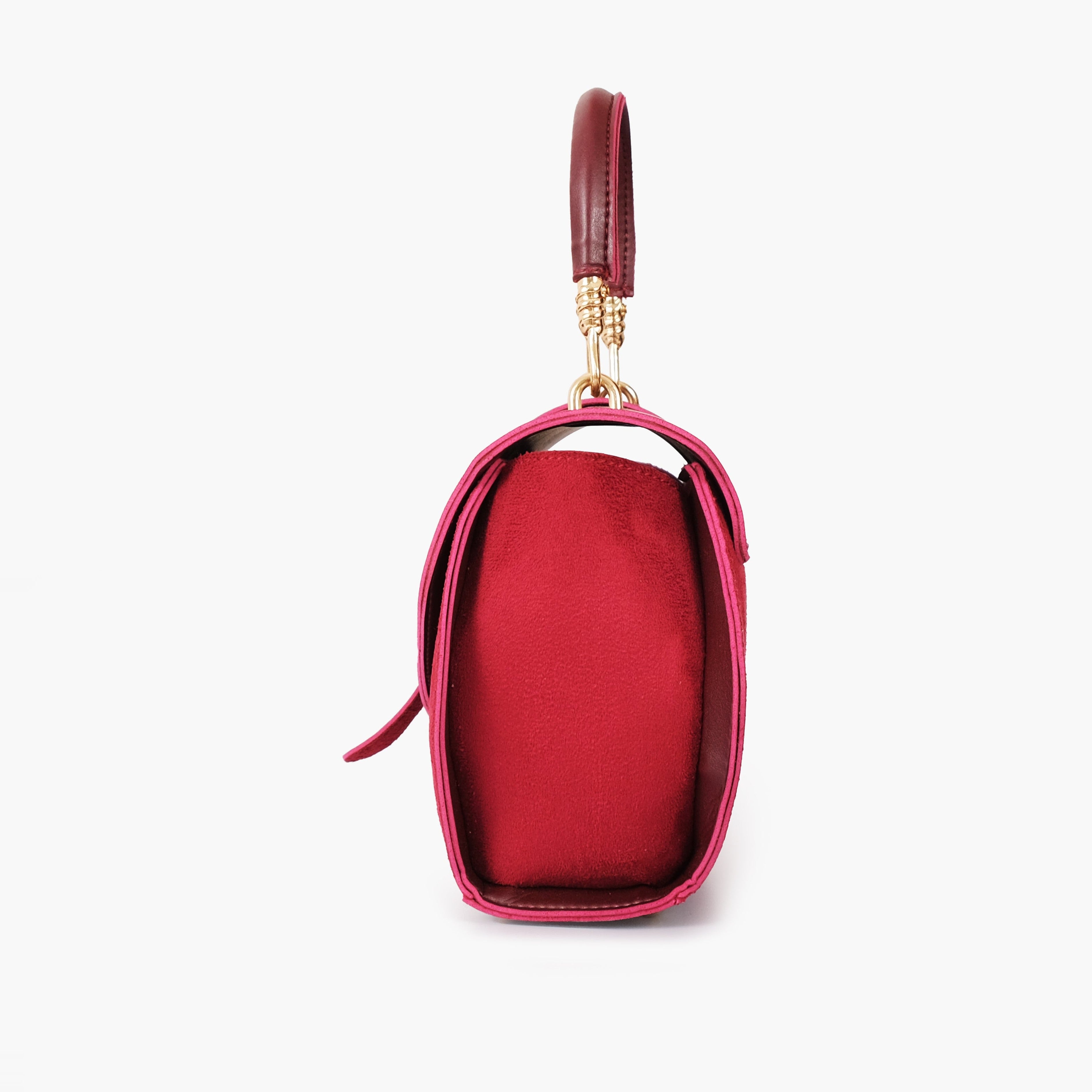 Burgundy top-handle hexagon bag