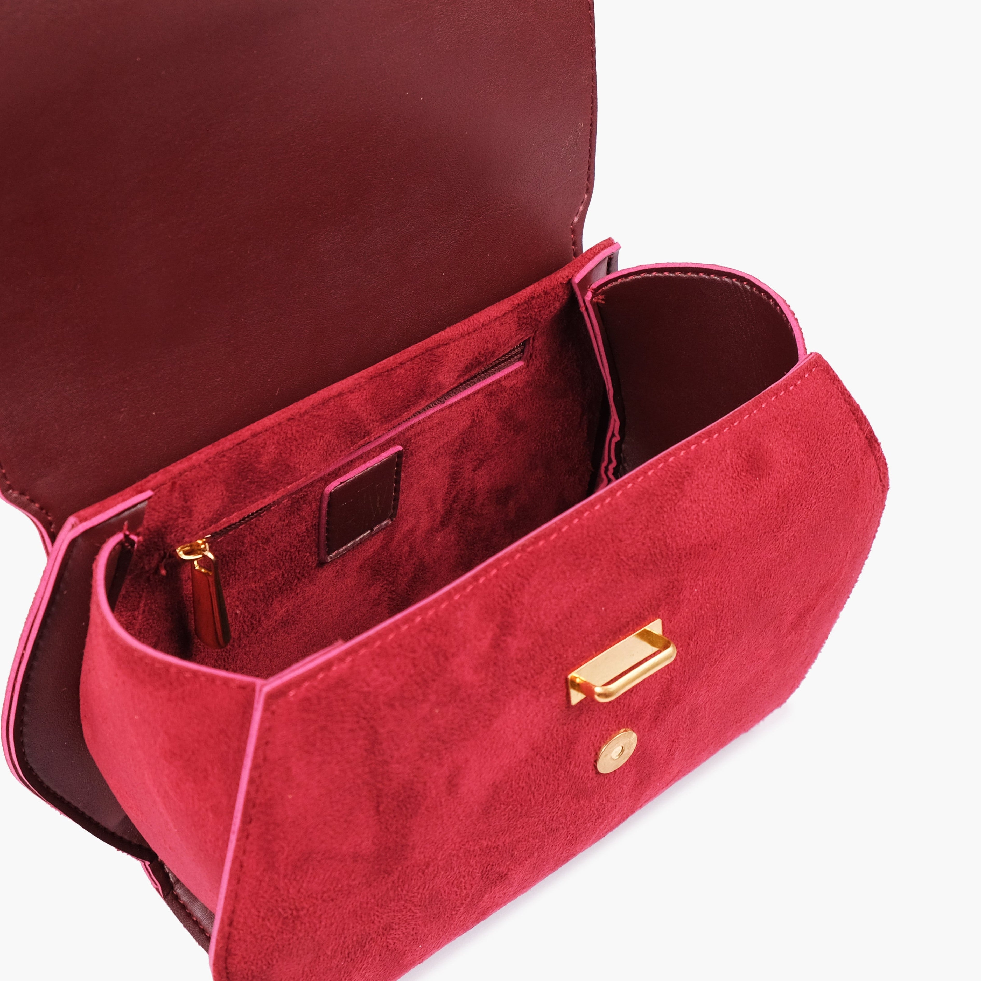 Burgundy top-handle hexagon bag