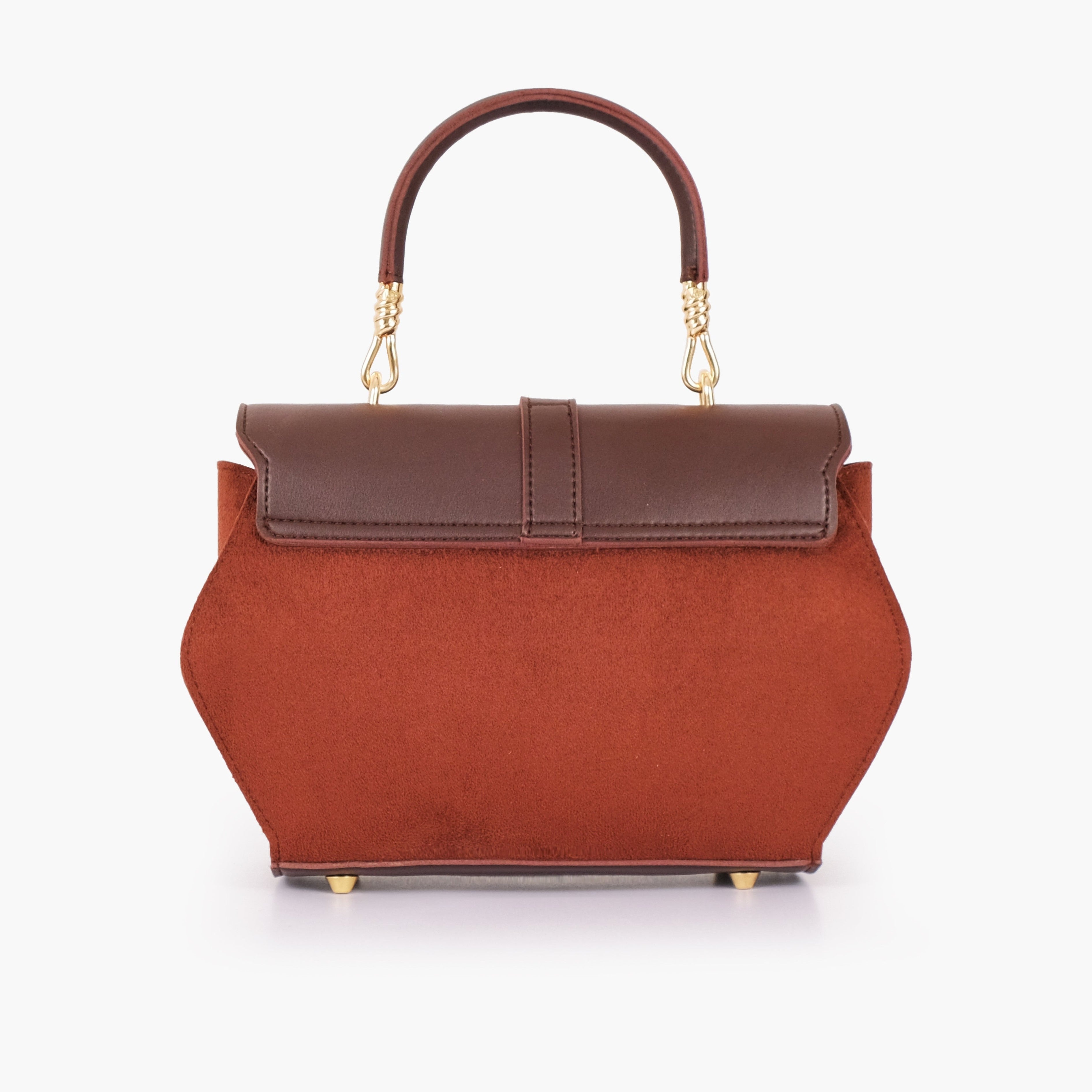 Dark brown top-handle hexagon bag