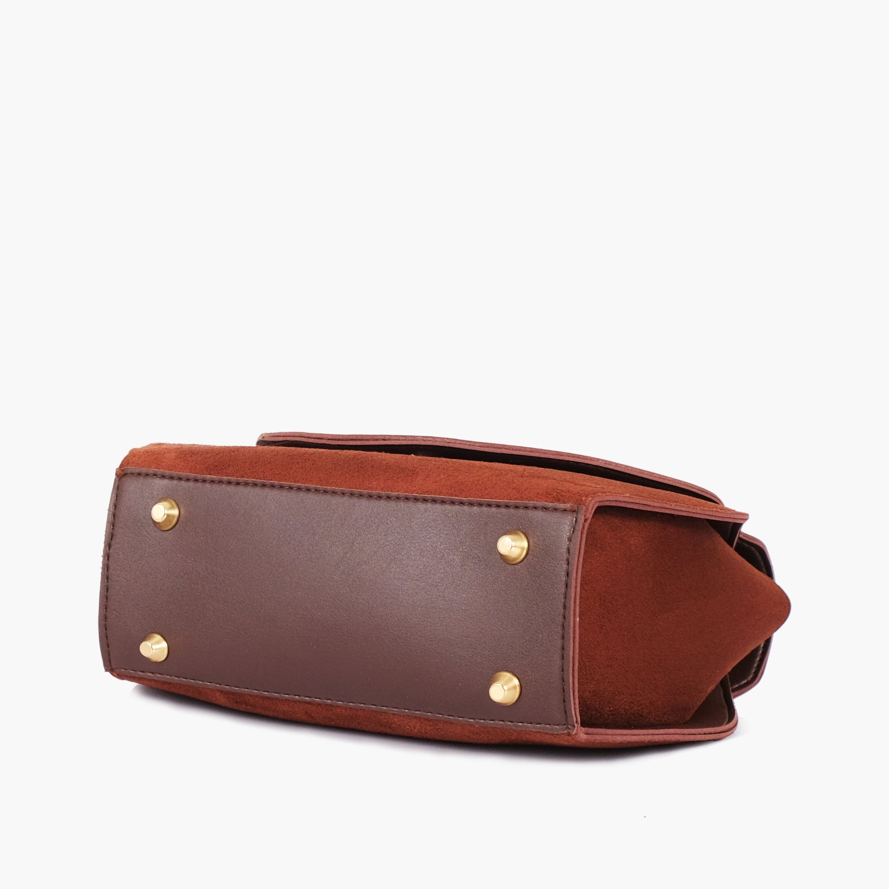 Dark brown top-handle hexagon bag