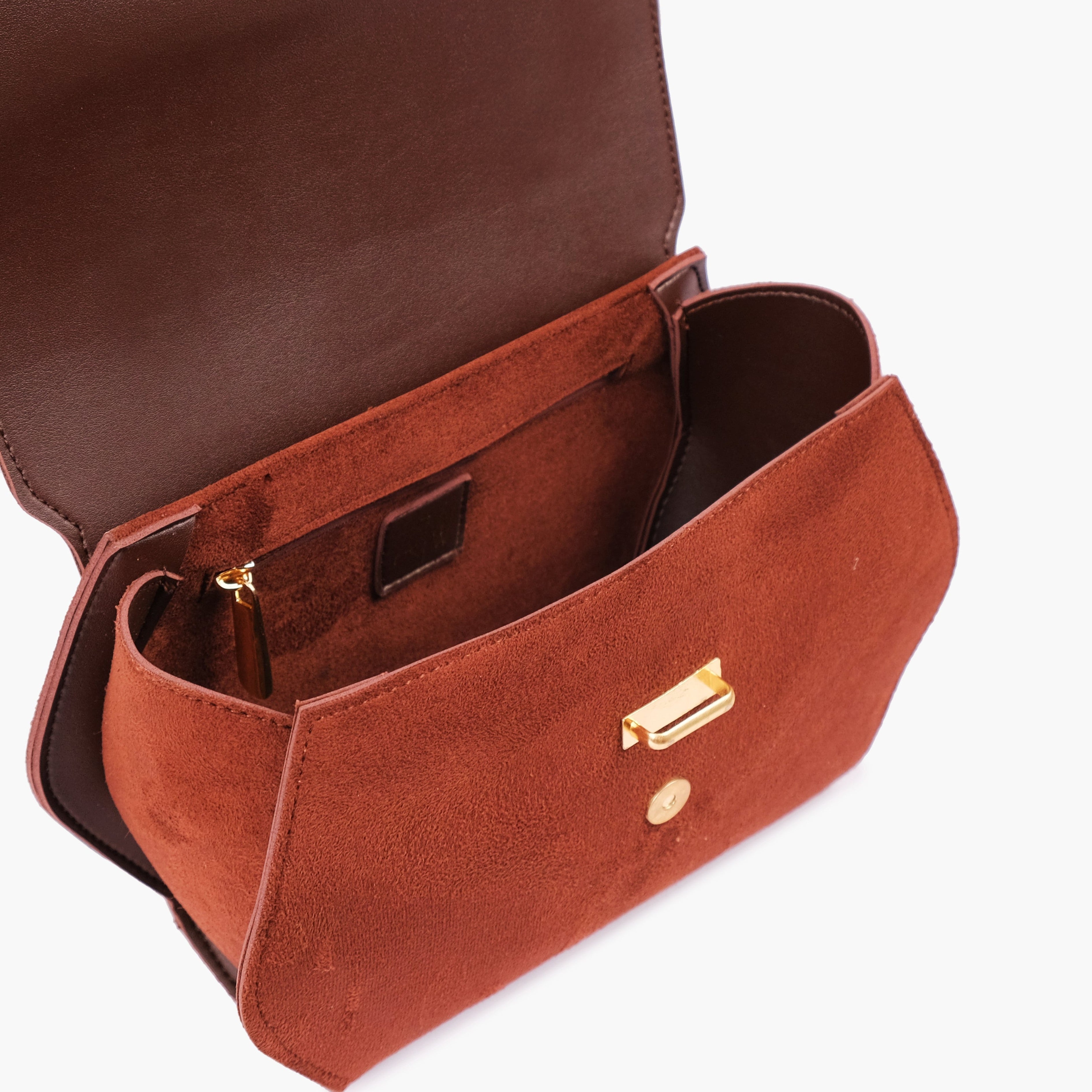 Dark brown top-handle hexagon bag