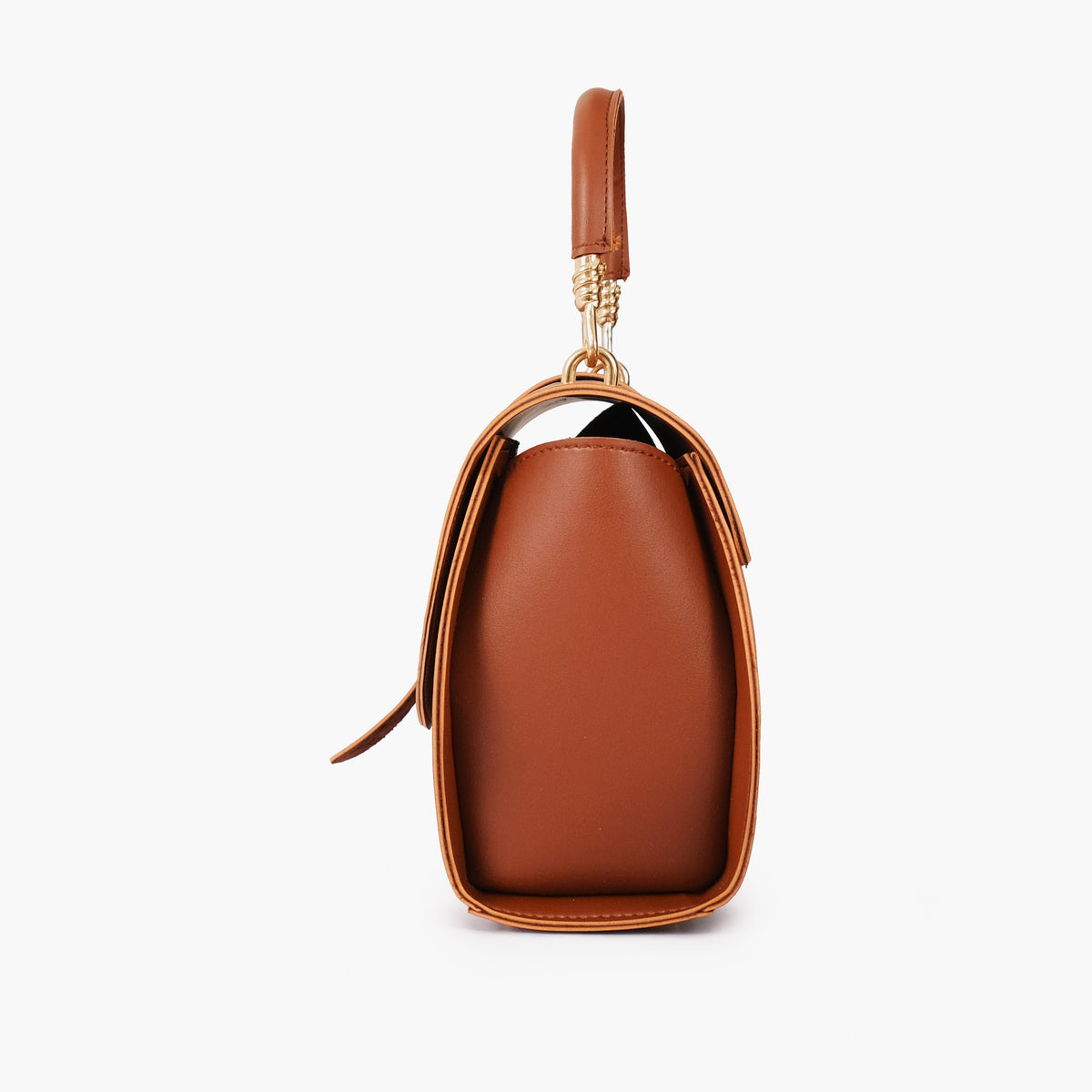 Brown top-handle hexagon bag