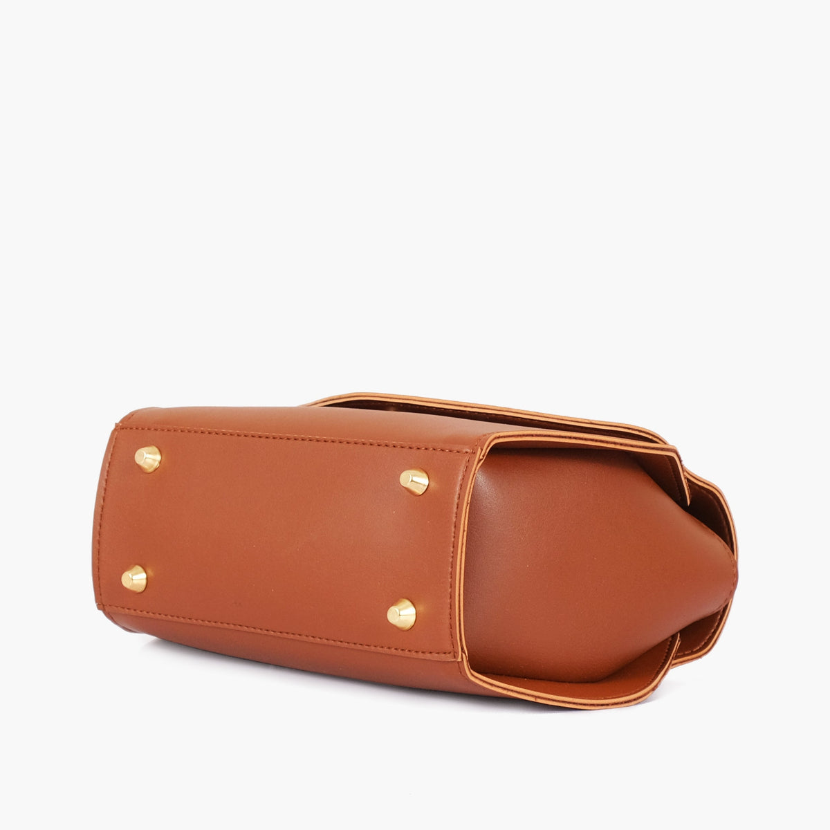 Brown top-handle hexagon bag