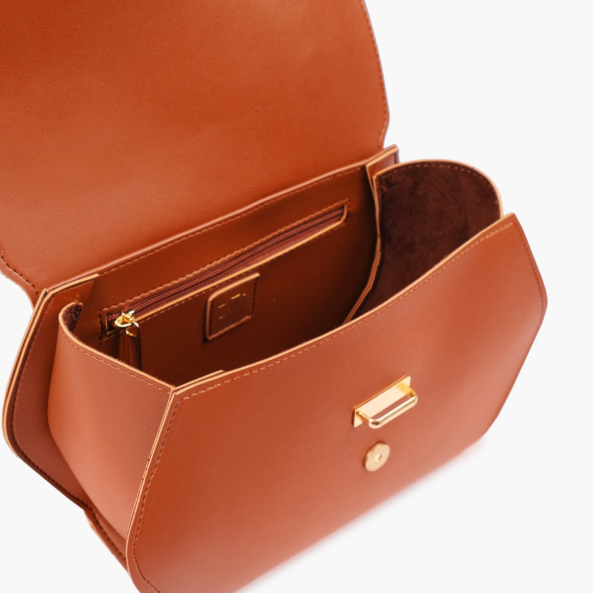 Brown top-handle hexagon bag