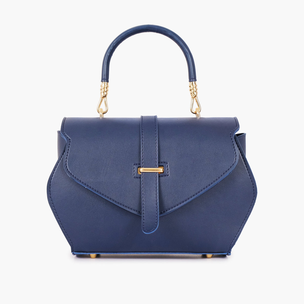 Blue top-handle hexagon bag