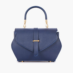 Blue top-handle hexagon bag