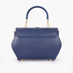 Blue top-handle hexagon bag