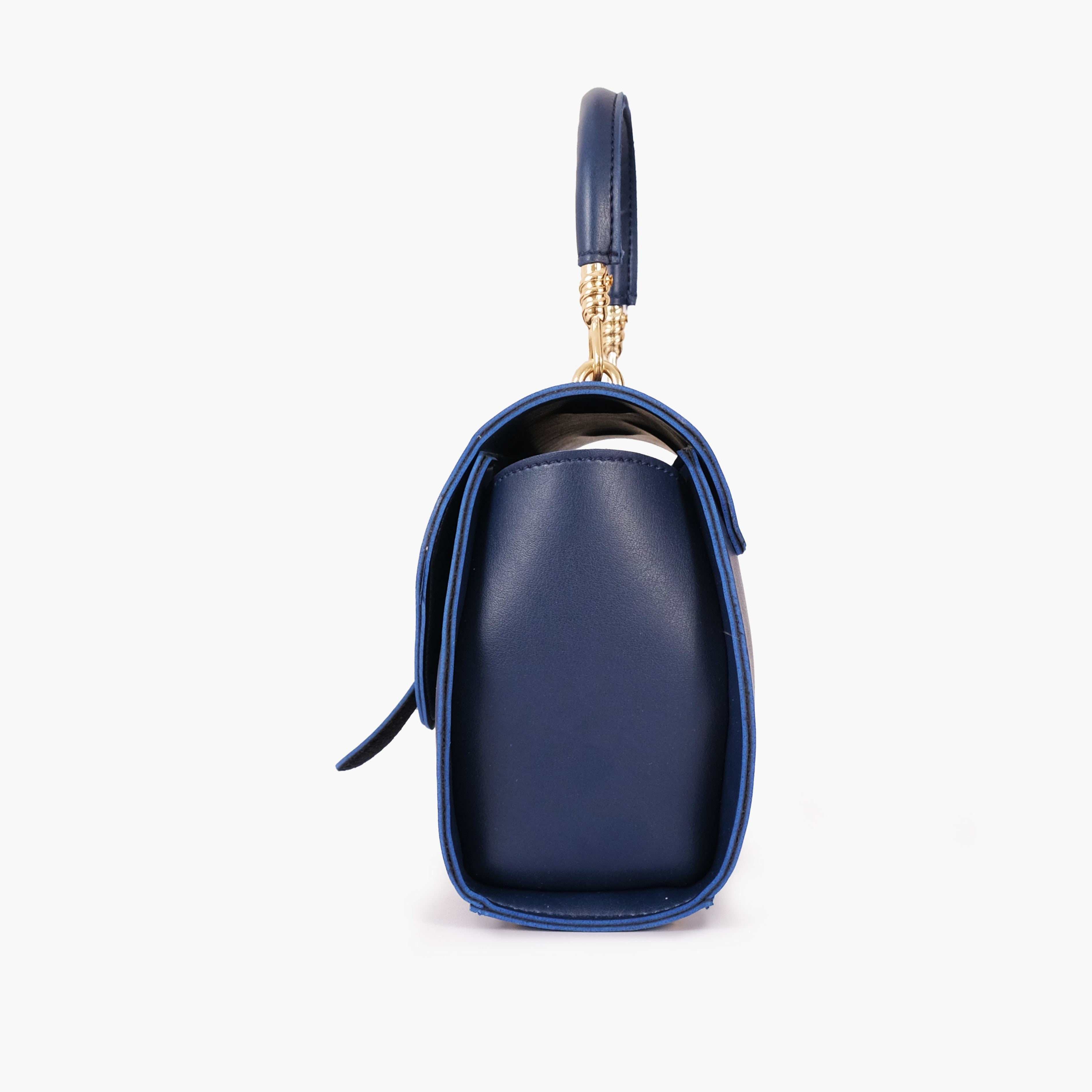 Blue top-handle hexagon bag
