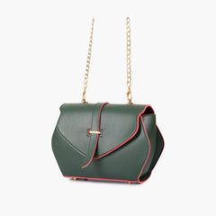 Army green top-handle hexagon bag