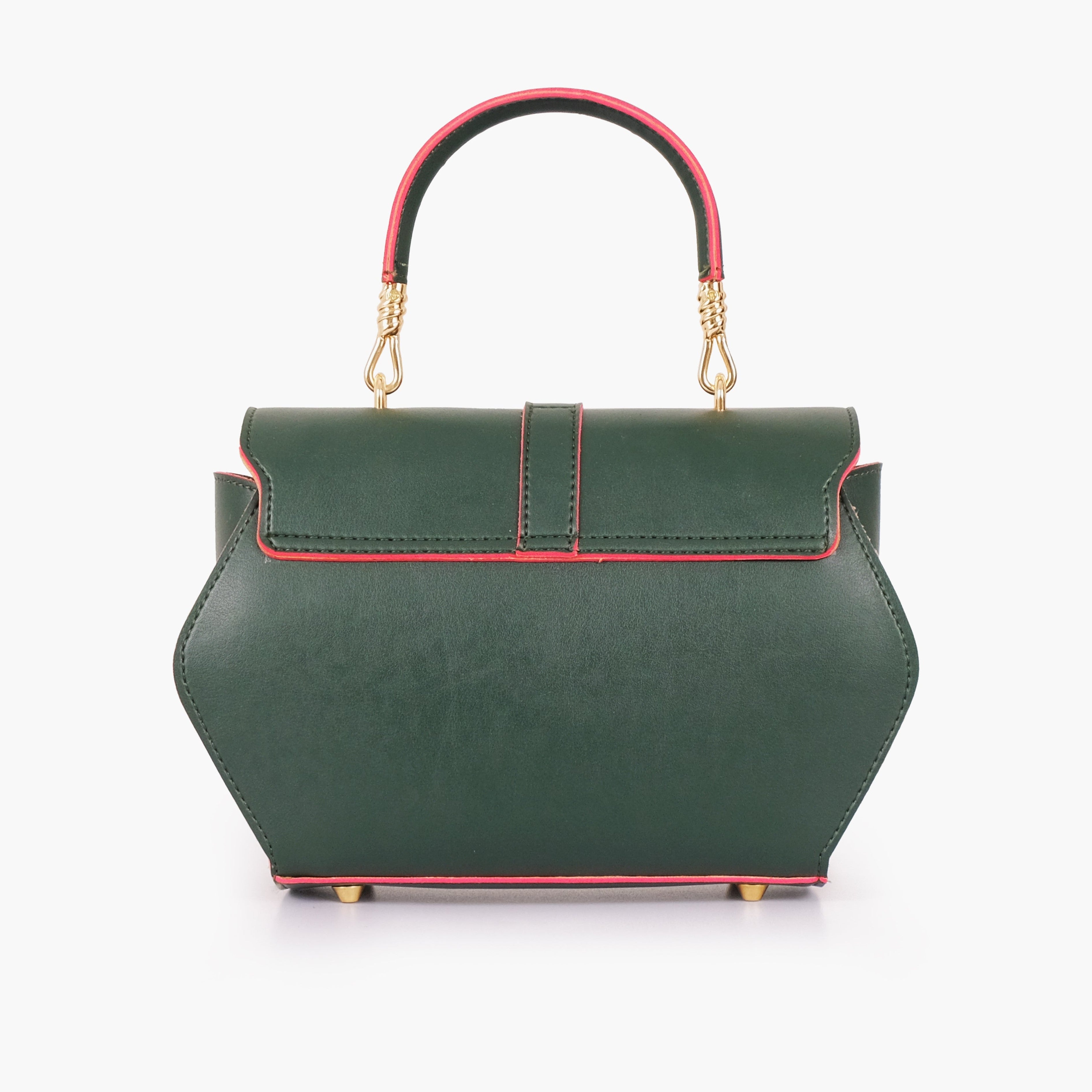 Army green top-handle hexagon bag