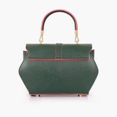 Army green top-handle hexagon bag