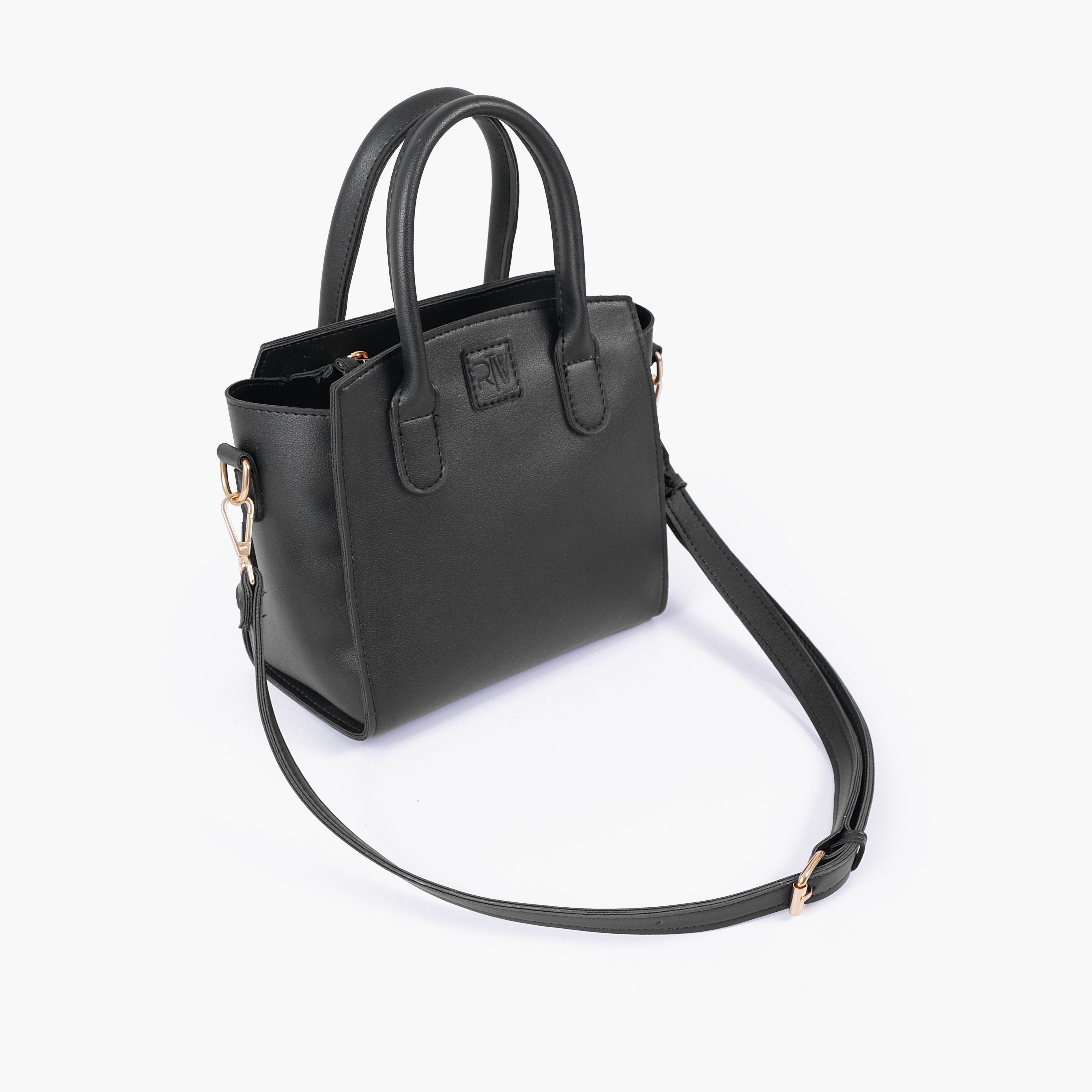 Black top-handle mini handbag