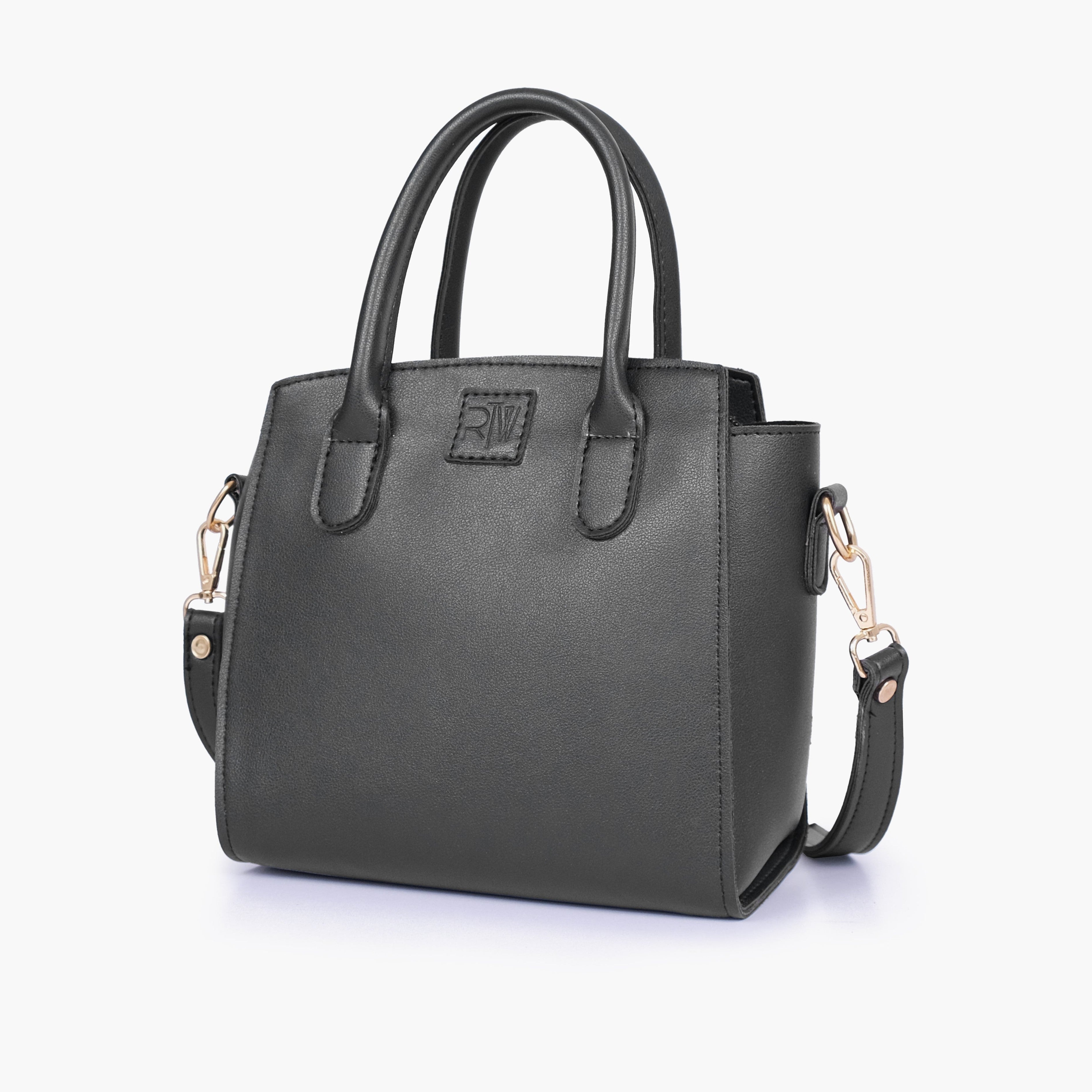 Black top-handle mini handbag