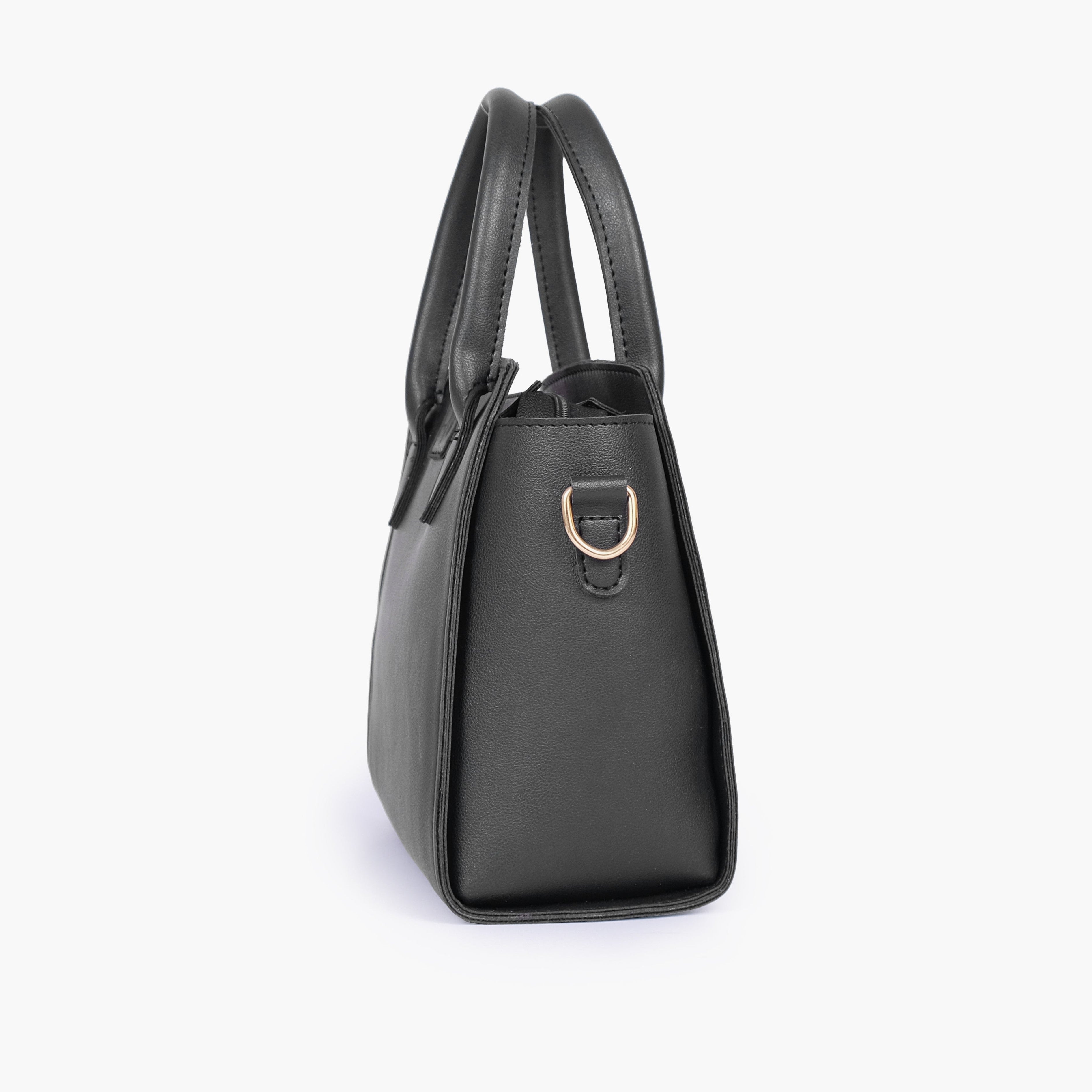 Black top-handle mini handbag