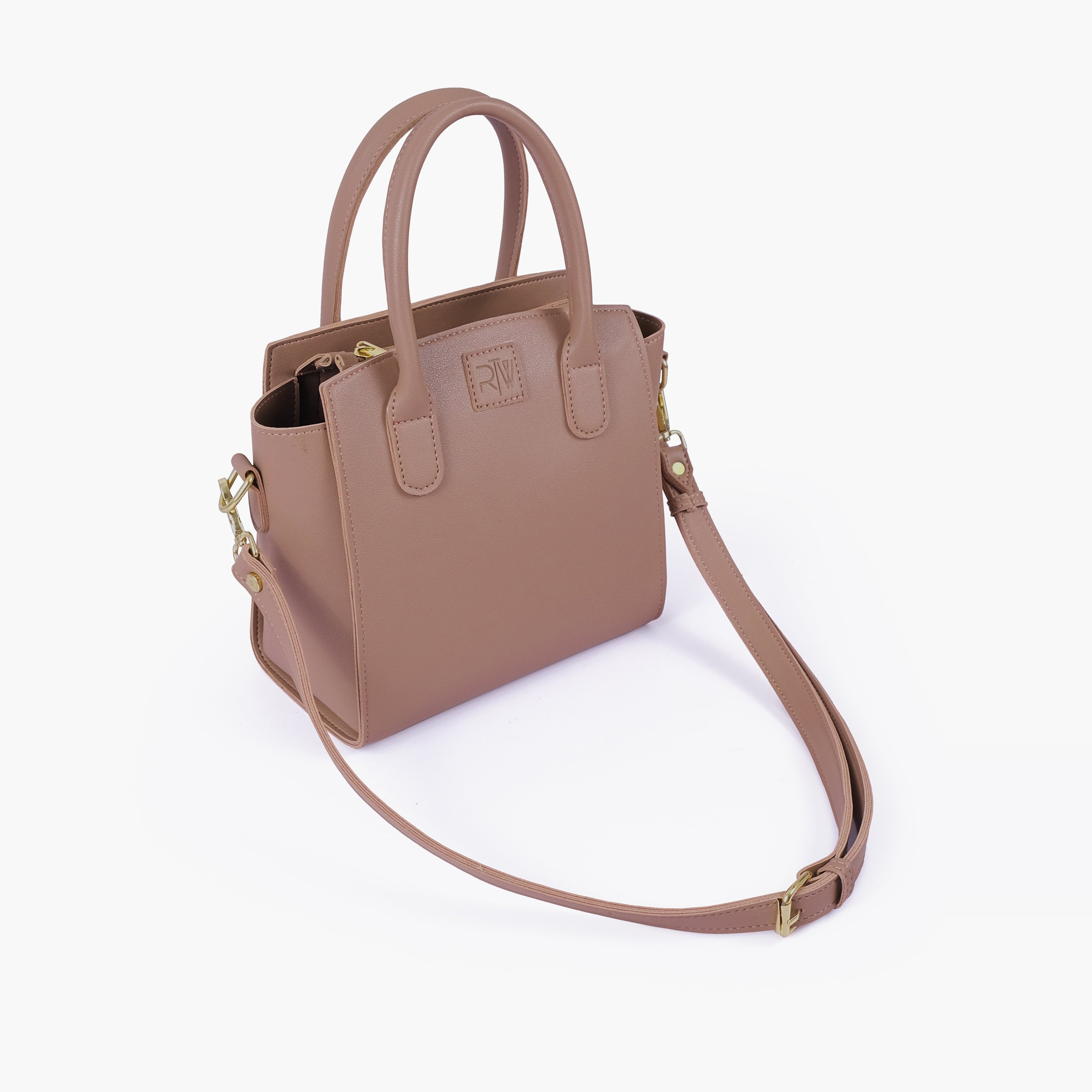 Brown top-handle mini handbag