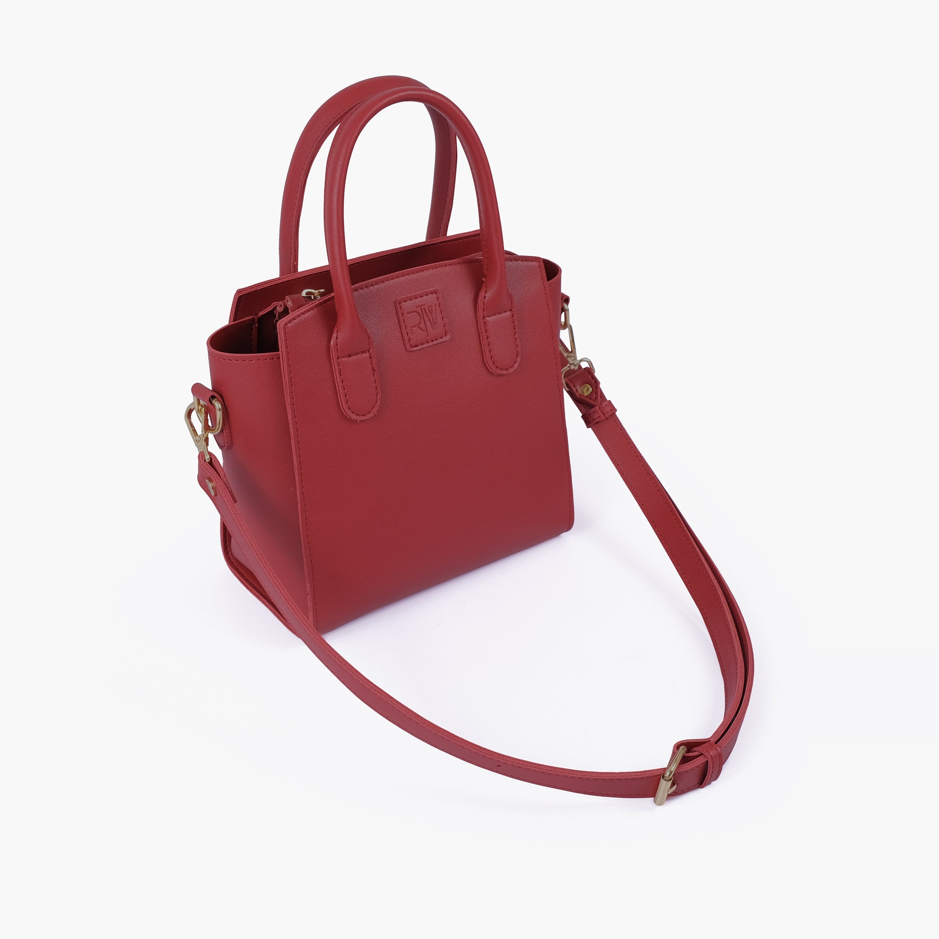 Maroon top-handle mini handbag