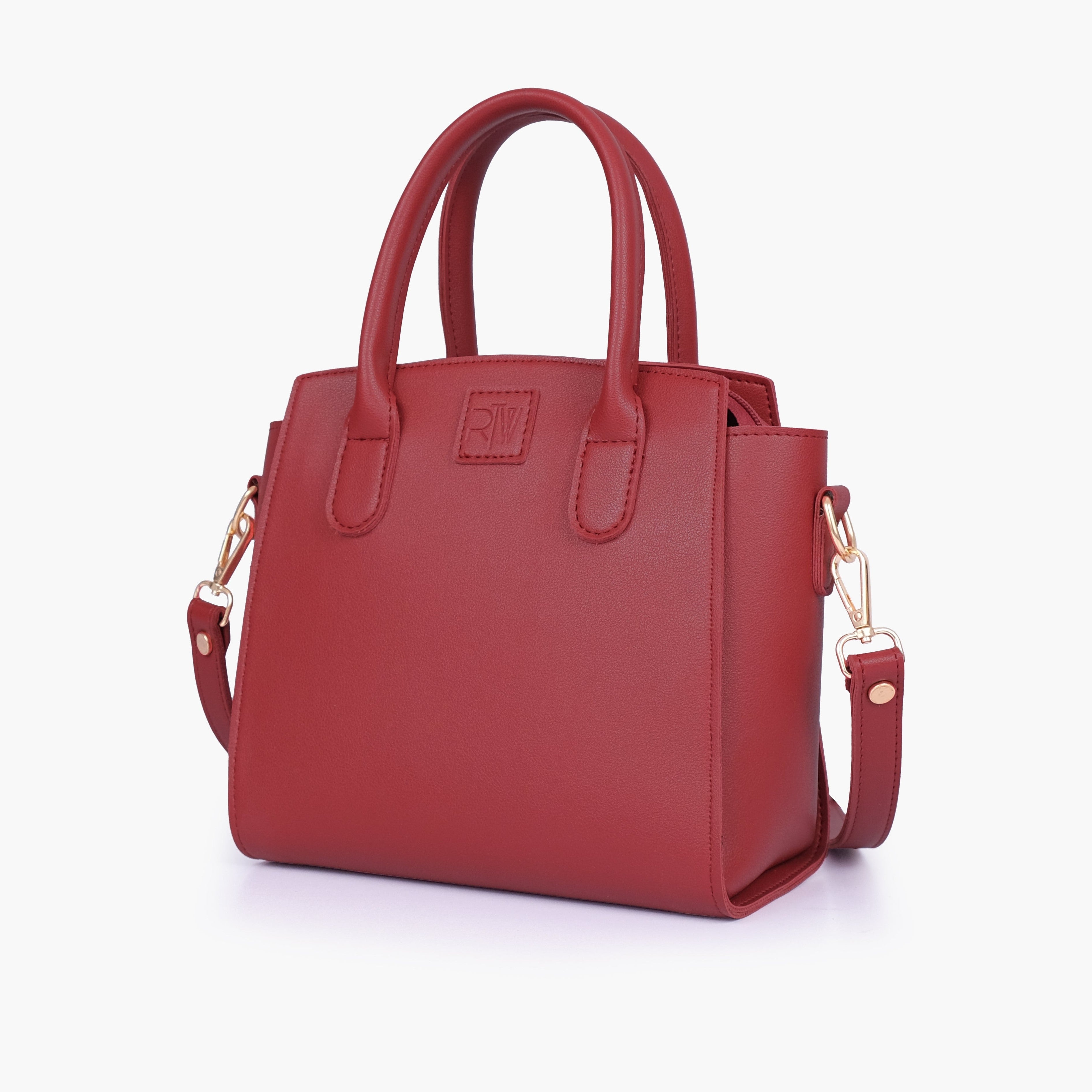 Maroon top-handle mini handbag