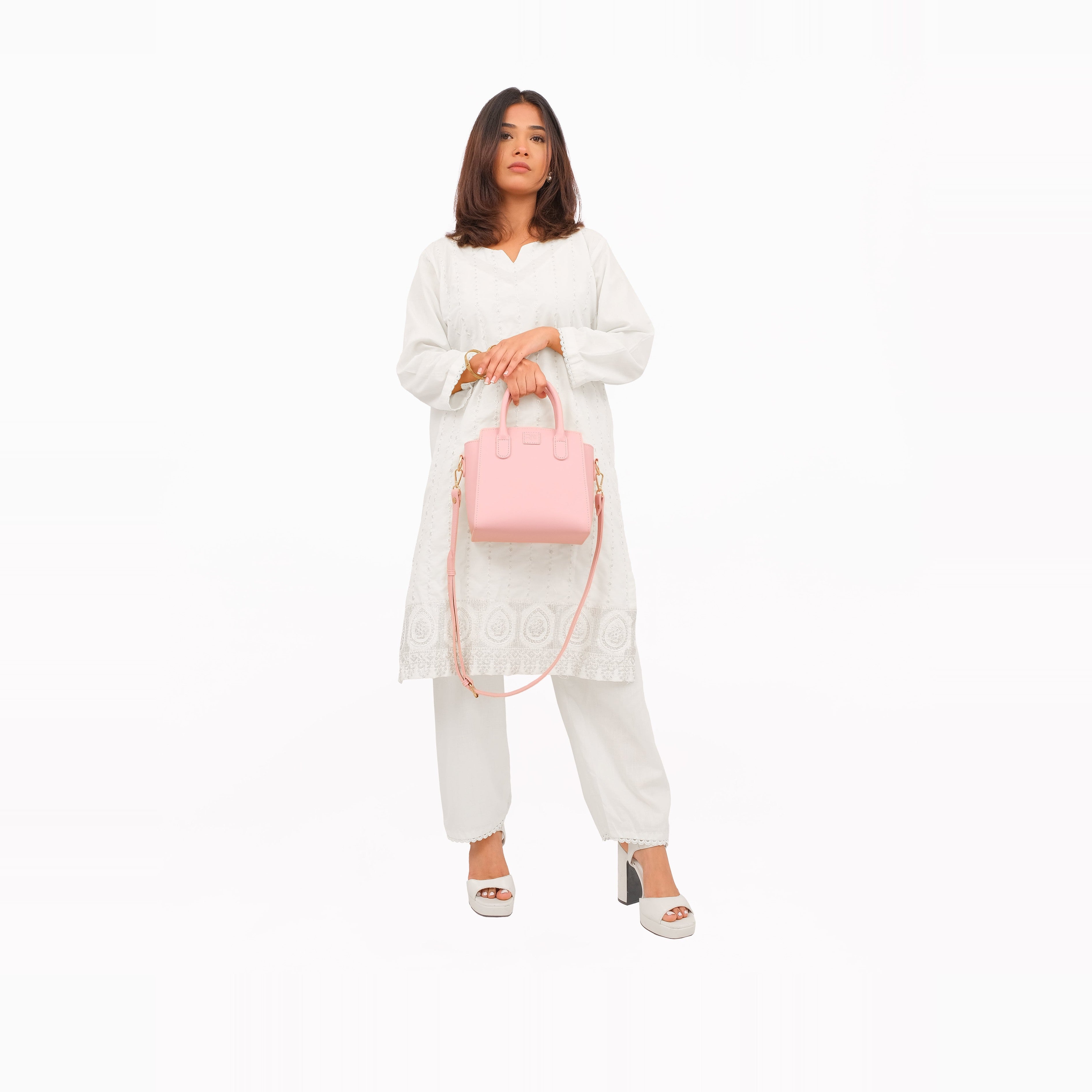 Pink top-handle mini handbag